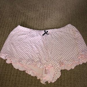 pink polka dot ruffle shorts